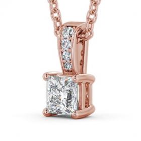 Princess Solitaire Four Claw Stud Diamond Pendant with Diamond Set Bail 9K Rose Gold PNT114_RG_THUMB1 