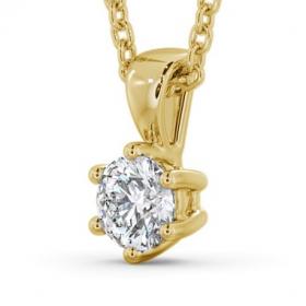 Round Solitaire Six Claw Stud Diamond Classic Pendant 18K Yellow Gold PNT115_YG_THUMB1 