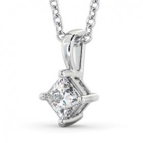 Princess Solitaire Four Claw Stud Diamond Rotated Design Pendant 18K White Gold PNT123_WG_THUMB1 