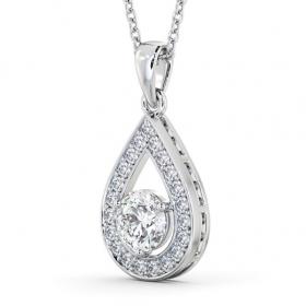 Drop Style Round Diamond Pear Design Pendant 9K White Gold PNT148_WG_THUMB1 