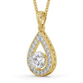 Drop Style Round Diamond Pear Design Pendant 9K Yellow Gold PNT148_YG_THUMB1 