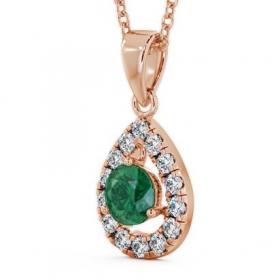 Halo Emerald and Diamond 1.22ct Pendant 18K Rose Gold GEMPNT1_RG_EM_THUMB1 