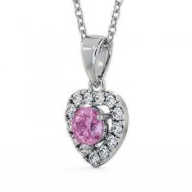 Halo Pink Sapphire and Diamond 0.90ct Pendant 18K White Gold GEMPNT2_WG_PS_THUMB1 