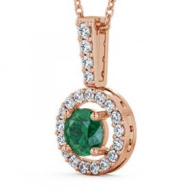Halo Emerald and Diamond 1.25ct Pendant 18K Rose Gold GEMPNT3_RG_EM_THUMB1 