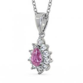 Cluster Pink Sapphire and Diamond 0.85ct Pendant 18K White Gold GEMPNT6_WG_PS_THUMB1 