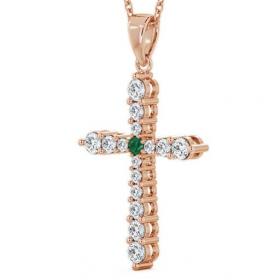Cross Emerald and Diamond 0.95ct Pendant 18K Rose Gold PNT1GEM_RG_EM_THUMB1 