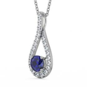 Drop Style Blue Sapphire and Diamond 1.55ct Pendant 18K White Gold PNT2GEM_WG_BS_THUMB1 