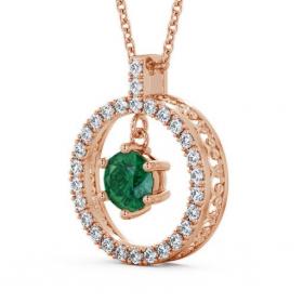 Circle Emerald and Diamond 1.36ct Pendant 18K Rose Gold PNT5GEM_RG_EM_THUMB1 