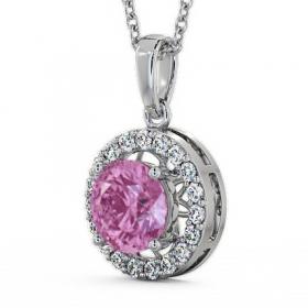 Halo Pink Sapphire and Diamond 1.43ct Pendant 18K White Gold PNT6GEM_WG_PS_THUMB1 