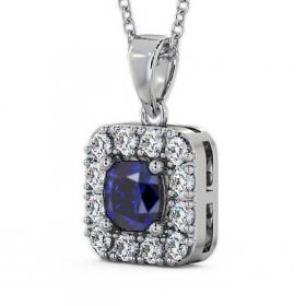 Halo Blue Sapphire and Diamond 1.90ct Pendant 18K White Gold GEMPNT14_WG_BS_THUMB1 