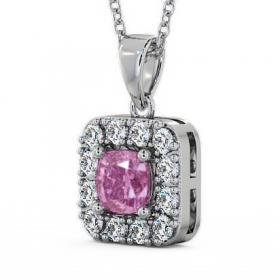 Halo Pink Sapphire and Diamond 1.90ct Pendant 18K White Gold GEMPNT14_WG_PS_THUMB1 