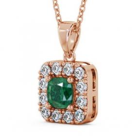 Halo Emerald and Diamond 1.60ct Pendant 18K Rose Gold GEMPNT14_RG_EM_THUMB1 