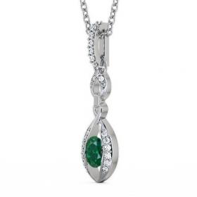 Drop Style Emerald and Diamond 0.61ct Pendant 18K White Gold PNT25GEM_WG_EM_THUMB1 