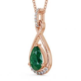 Drop Style Emerald and Diamond 1.80ct Pendant 18K Rose Gold PNT29GEM_RG_EM_THUMB1 