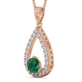 Drop Style Emerald and Diamond 1.24ct Pendant 18K Rose Gold PNT44GEM_RG_EM_THUMB1 