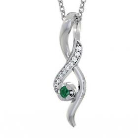 Drop Style Emerald and Diamond 0.12ct Pendant 18K White Gold PNT47GEM_WG_EM_THUMB1 