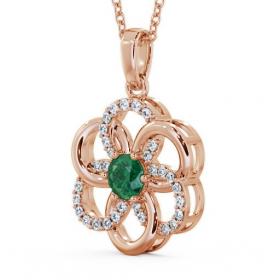Floral Design Emerald and Diamond 0.74ct Pendant 18K Rose Gold GEMPNT60_RG_EM_THUMB1 