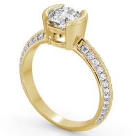 Round Diamond Knife Edge Band Engagement Ring 18K Yellow Gold Solitaire with Channel Set Side Stones ENRD155S_YG_THUMB1 