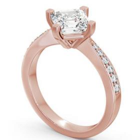 Asscher Diamond Rotated Head Engagement Ring 18K Rose Gold Solitaire with Channel Set Side Stones ENAS1S_RG_THUMB1 