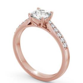 Cushion Diamond Tapered Band Engagement Ring 18K Rose Gold Solitaire with Channel Set Side Stones ENCU1S_RG_THUMB1 
