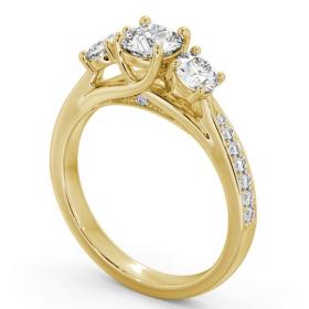 Three Stone Round Diamond Trilogy with Channel Set Side Stones Ring 9K Yellow Gold TH53_YG_THUMB1 
