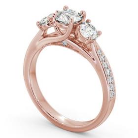 Three Stone Round Diamond Trilogy with Channel Set Side Stones Ring 9K Rose Gold TH53_RG_THUMB1 