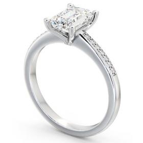 Emerald Diamond Sleek Design Engagement Ring Platinum Solitaire with Channel Set Side Stones ENEM7S_WG_THUMB1 