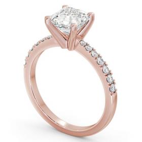 Asscher Diamond 4 Prong Engagement Ring 18K Rose Gold Solitaire with Channel Set Side Stones ENAS21S_RG_THUMB1 