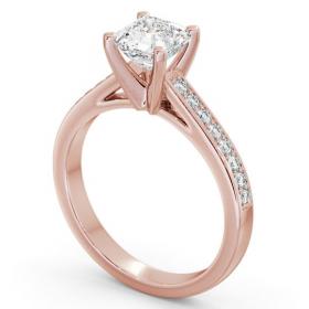 Asscher Diamond 4 Prong Engagement Ring 18K Rose Gold Solitaire with Channel Set Side Stones ENAS22S_RG_THUMB1 