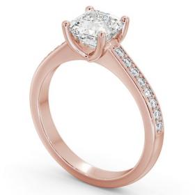 Asscher Diamond Low Setting Engagement Ring 18K Rose Gold Solitaire with Channel Set Side Stones ENAS23S_RG_THUMB1 