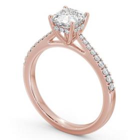 Asscher Diamond Engagement Ring 18K Rose Gold Solitaire with Channel Set Side Stones and Diamond Set Rail ENAS24S_RG_THUMB1 