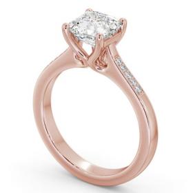Asscher Diamond Elevated Setting Engagement Ring 18K Rose Gold Solitaire with Channel Set Side Stones ENAS26S_RG_THUMB1 