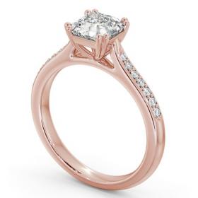 Asscher Diamond 8 Prong Engagement Ring 18K Rose Gold Solitaire with Channel Set Side Stones ENAS28S_RG_THUMB1 