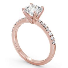 Cushion Diamond 4 Prong Engagement Ring 18K Rose Gold Solitaire with Channel Set Side Stones ENCU23S_RG_THUMB1 