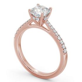 Cushion Diamond Engagement Ring 18K Rose Gold Solitaire with Channel Set Side Stones and Diamond Set Rail ENCU26S_RG_THUMB1 