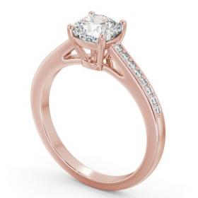 Cushion Diamond Box Style Setting Engagement Ring 18K Rose Gold Solitaire with Channel Set Side Stones ENCU29S_RG_THUMB1 