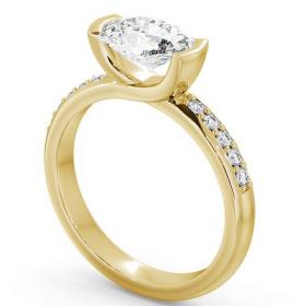 Oval Diamond East West Tension Design Engagement Ring 18K Yellow Gold Solitaire with Channel Set Side Stones ENOV5S_YG_THUMB1 