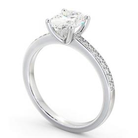 Oval Diamond 4 Prong Engagement Ring 18K White Gold Solitaire with Channel Set Side Stones ENOV23S_WG_THUMB1 