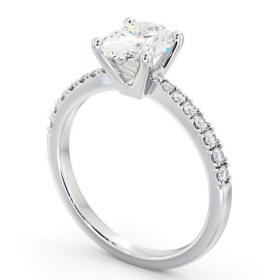 Oval Diamond 4 Prong Engagement Ring 18K White Gold Solitaire with Channel Set Side Stones ENOV24S_WG_THUMB1 