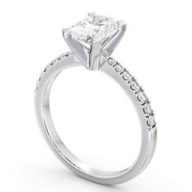 Oval Diamond Tapered Band Engagement Ring 18K White Gold Solitaire with Channel Set Side Stones ENOV25S_WG_THUMB1 