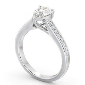 Pear Diamond Trellis Design Engagement Ring 18K White Gold Solitaire with Channel Set Side Stones ENPE16S_WG_THUMB1 
