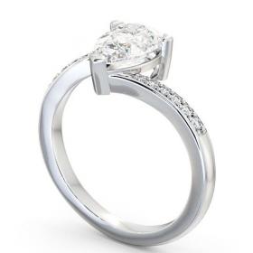 Pear Diamond Offset Band Engagement Ring Platinum Solitaire with Channel Set Side Stones ENPE1S_WG_THUMB1 