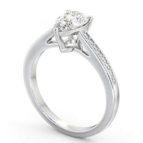Pear Diamond 3 Prong Engagement Ring 18K White Gold Solitaire with Channel Set Side Stones ENPE17S_WG_THUMB1 