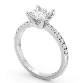 Princess Diamond 4 Prong Engagement Ring 18K White Gold Solitaire with Channel Set Side Stones ENPR59S_WG_THUMB1 