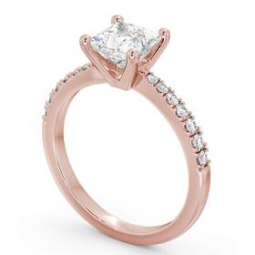 Princess Diamond 4 Prong Engagement Ring 18K Rose Gold Solitaire with Channel Set Side Stones ENPR59S_RG_THUMB1 