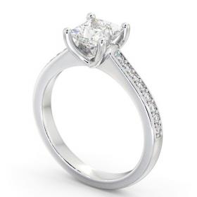 Princess Diamond Low Setting Engagement Ring 18K White Gold Solitaire with Channel Set Side Stones ENPR62S_WG_THUMB1 