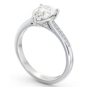 Pear Diamond Classic 3 Prong Engagement Ring 18K White Gold Solitaire with Channel Set Side Stones ENPE2S_WG_THUMB1 