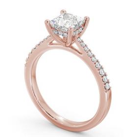 Princess Diamond Engagement Ring 9K Rose Gold Solitaire with Channel Set Side Stones and Diamond Set Rail ENPR63S_RG_THUMB1 
