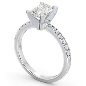 Radiant Diamond Square Prongs Engagement Ring 18K White Gold Solitaire with Channel Set Side Stones ENRA18S_WG_THUMB1 