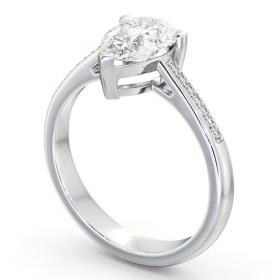 Pear Diamond 3 Prong Engagement Ring 18K White Gold Solitaire with Channel Set Side Stones ENPE4S_WG_THUMB1 